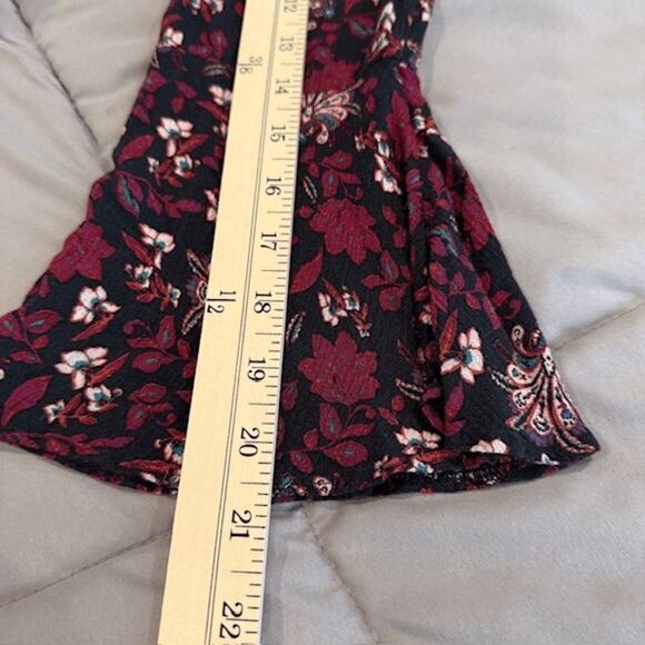 American Eagle Floral Print Mini Dress Black with Purple Tie Front Tassel Medium - Picture 9 of 10